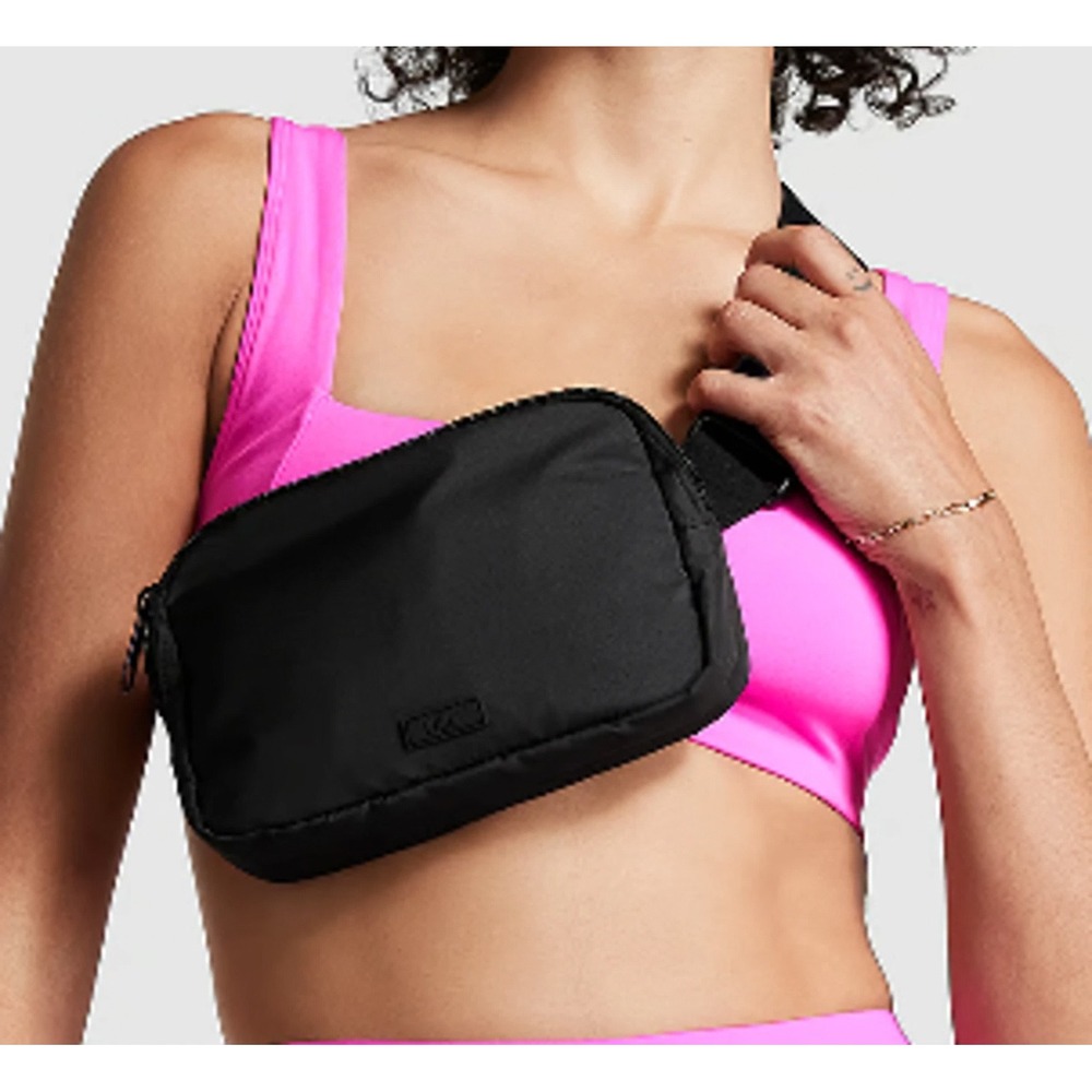 NEW PINK Womens OS Belt Bag Black Fanny Pack Crossbody Adjustable Strap